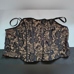 Orange Kiss Black and Tan Lace Bustier Bandeau Corset Strechy Top Size 3X